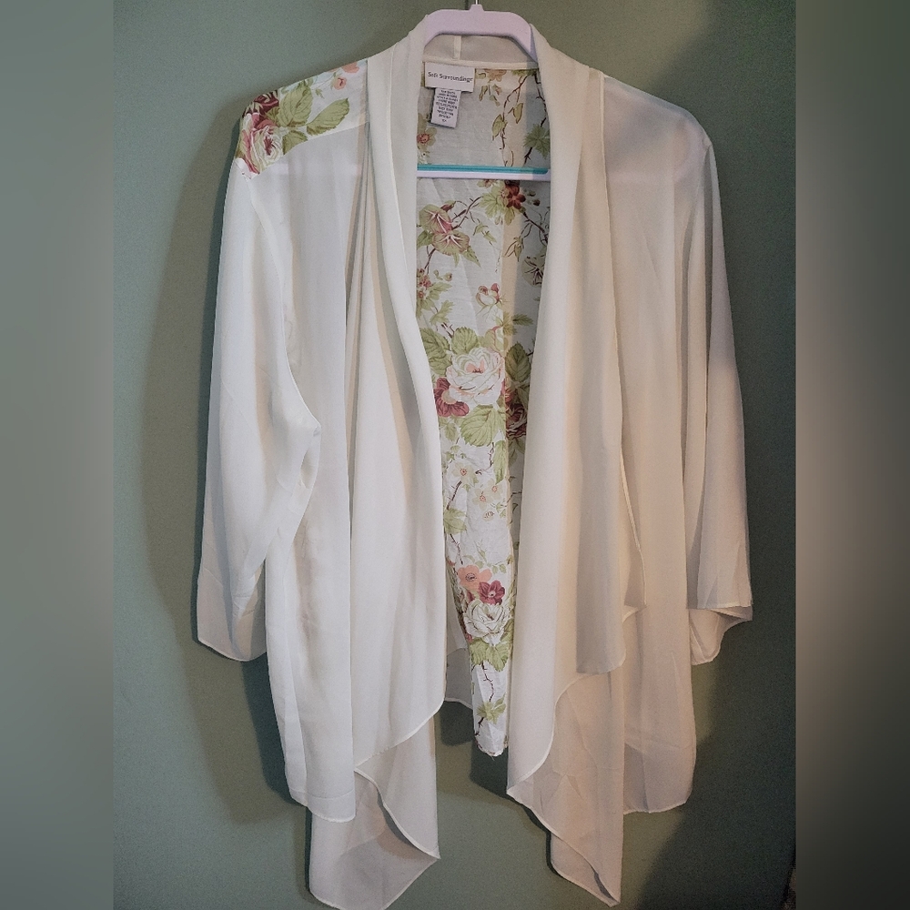 Soft Surroundings 2x Women's Plus Cover Up Coastal Cottagecore Feminine Floral F